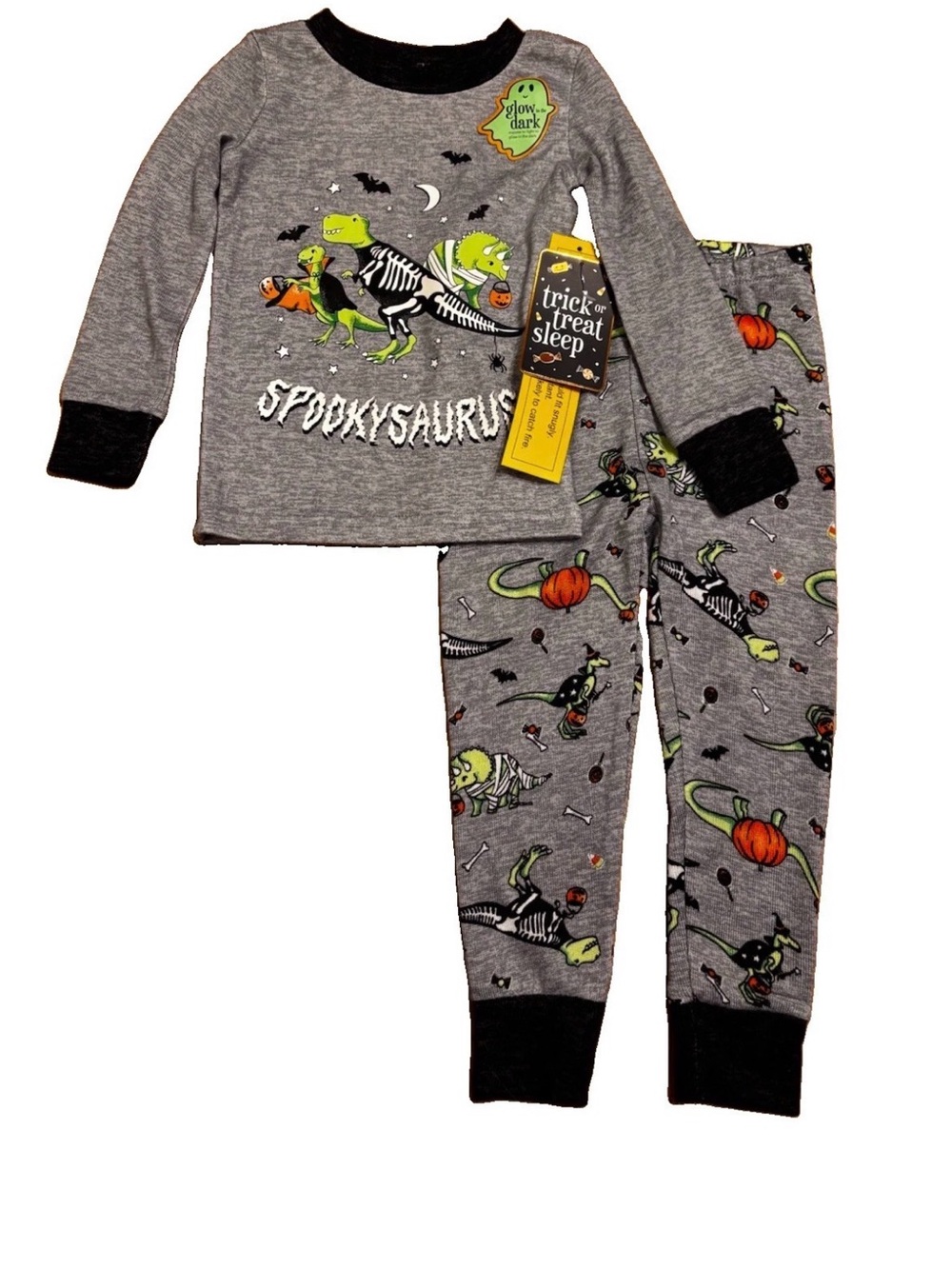 Little Boys Glow In The Dark Dinosaur Halloween Graphic PJs - Size 2T